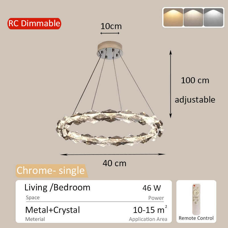 Chandelier Modern Design Kitchen Drop Hanging Light Crystal Tri Color Ceiling Lights for Living Room