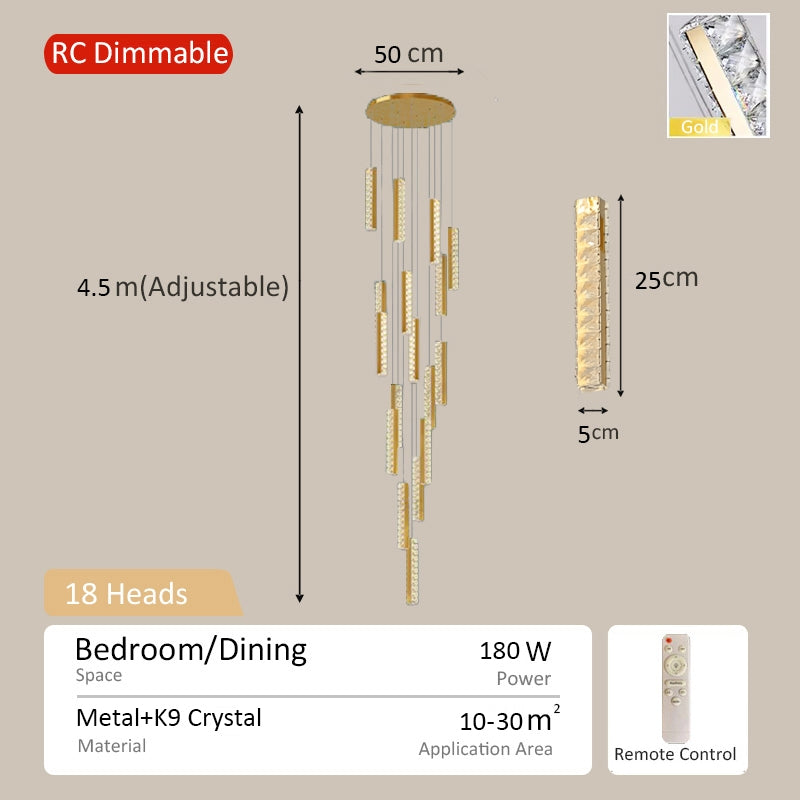 Chandelier Modern Pendant Light Stairway Light Long Drop Hanging Lights crystal Ceiling Lights