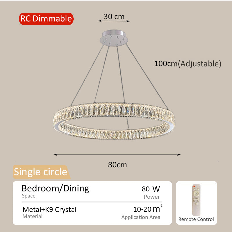 Crystal LED Chandelier With Remote for Living Room Hanging Light Modern Design Ceiling Drop Lights