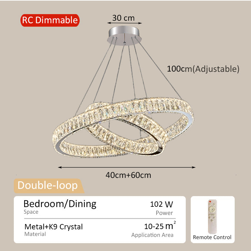Crystal LED Chandelier With Remote for Living Room Hanging Light Modern Design Ceiling Drop Lights