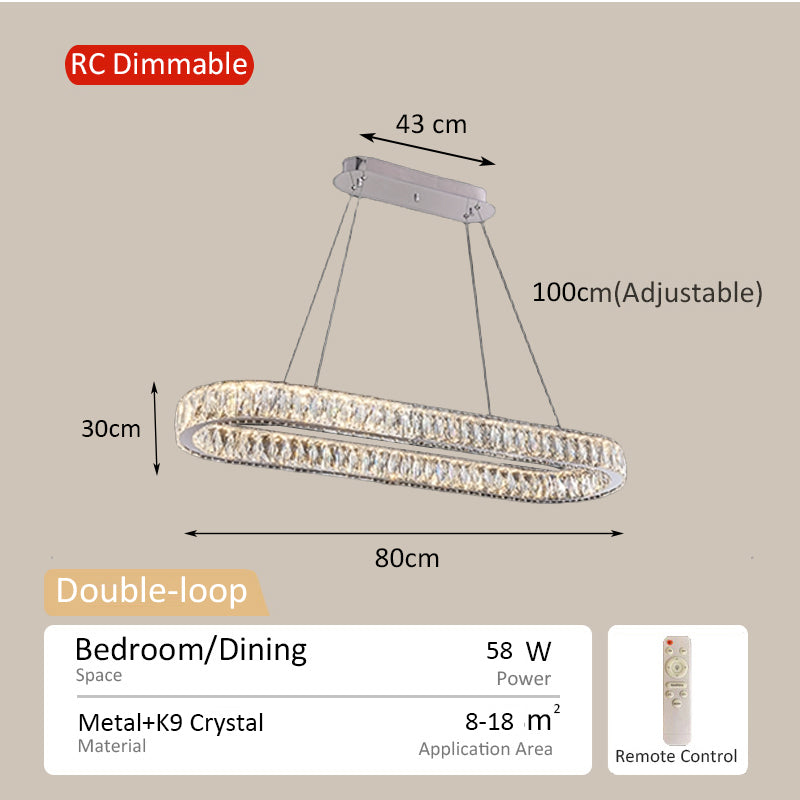 Crystal LED Chandelier With Remote for Living Room Hanging Light Modern Design Ceiling Drop Lights