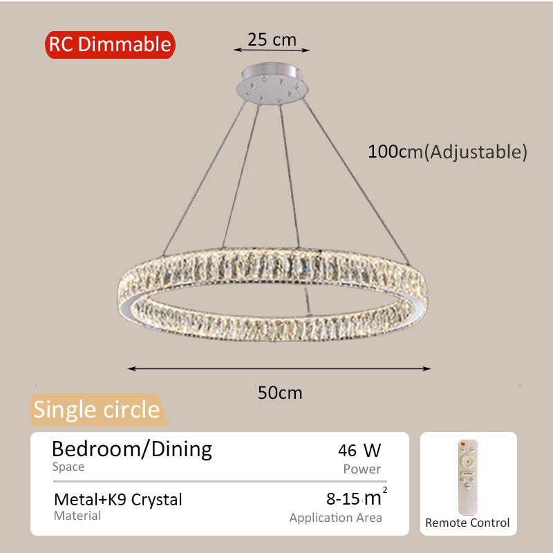 Crystal LED Chandelier With Remote for Living Room Hanging Light Modern Design Ceiling Drop Lights