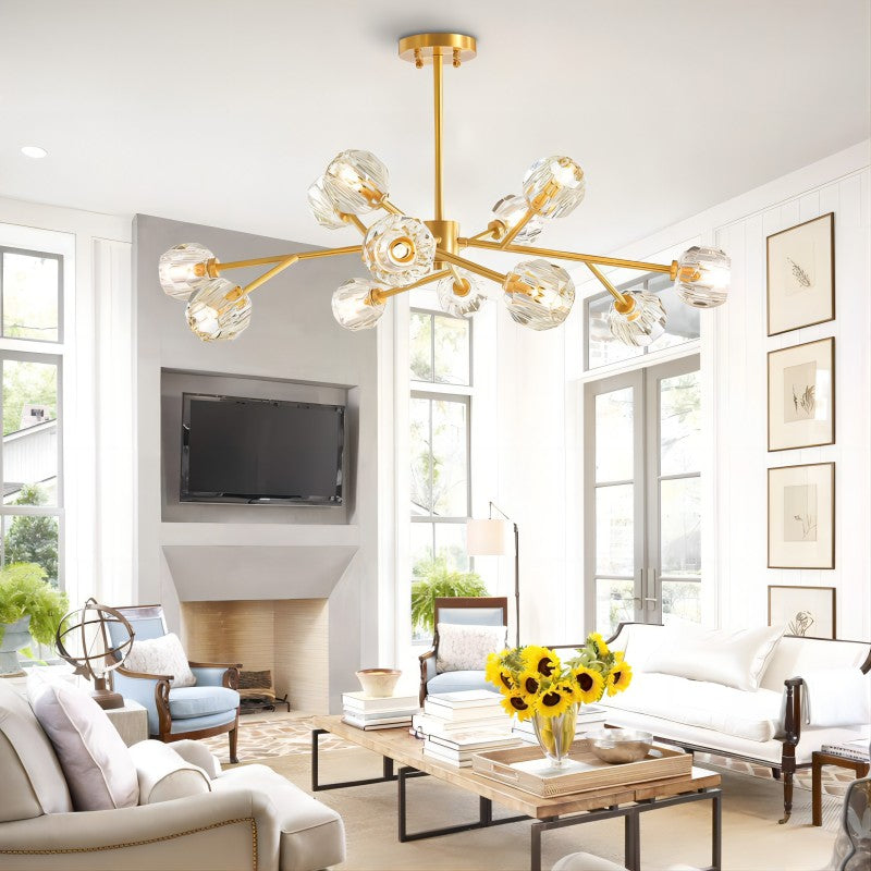 Modern Minimalist Hanging Lamp Living Room Ceiling Tri Color Crystal Drop Lamp Cafe Hanging Lamp 12 Heads 15 Heads