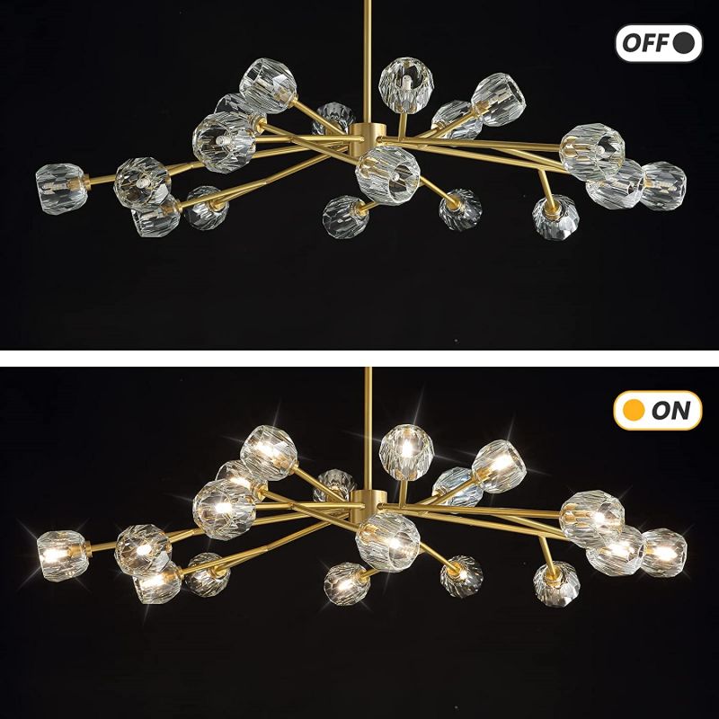 Modern Minimalist Hanging Lamp Living Room Ceiling Tri Color Crystal Drop Lamp Cafe Hanging Lamp 12 Heads 15 Heads