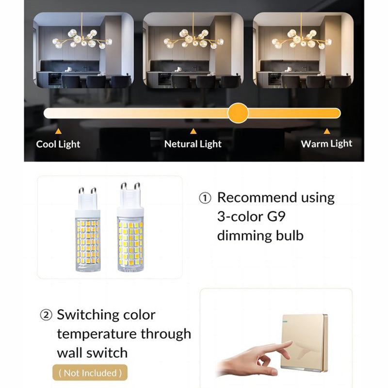 Modern Minimalist Hanging Lamp Living Room Ceiling Tri Color Crystal Drop Lamp Cafe Hanging Lamp 12 Heads 15 Heads