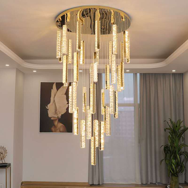 Chandelier Modern Pendant Light Stairway Light Long Drop Hanging Lights crystal Ceiling Lights