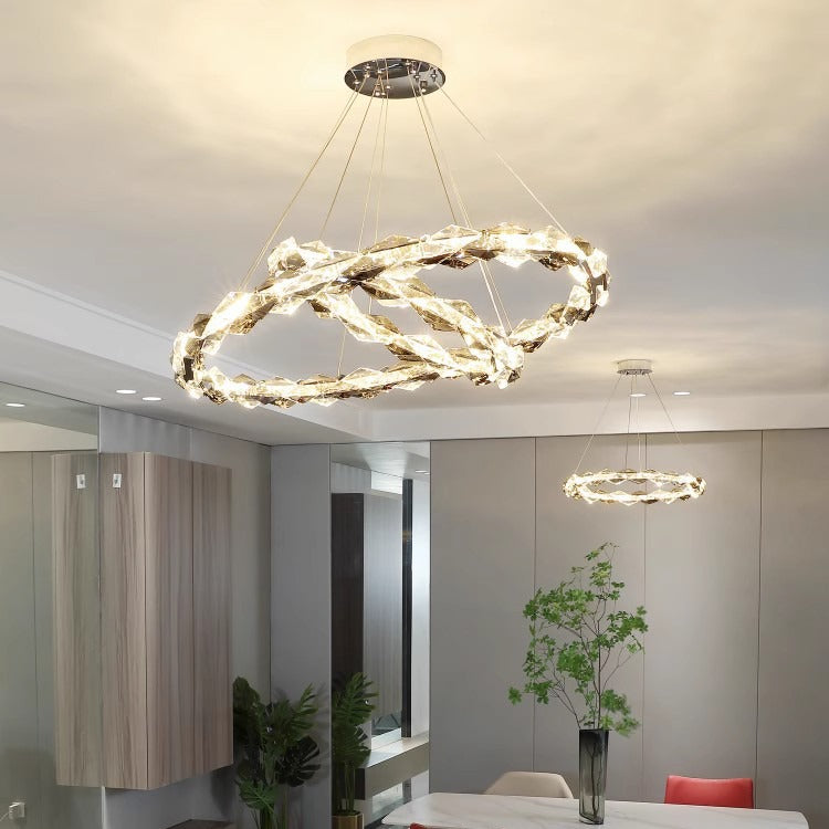 Chandelier Modern Design Kitchen Drop Hanging Light Crystal Tri Color Ceiling Lights for Living Room