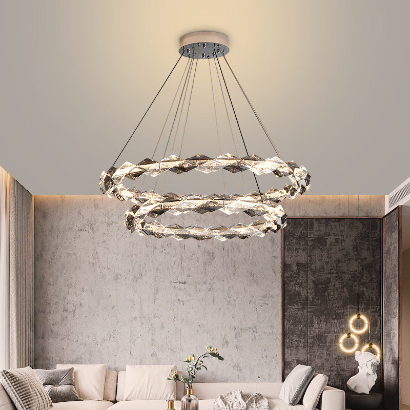 Chandelier Modern Design Kitchen Drop Hanging Light Crystal Tri Color Ceiling Lights for Living Room