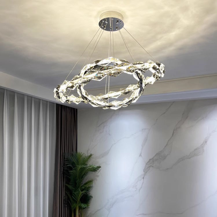 Chandelier Modern Design Kitchen Drop Hanging Light Crystal Tri Color Ceiling Lights for Living Room