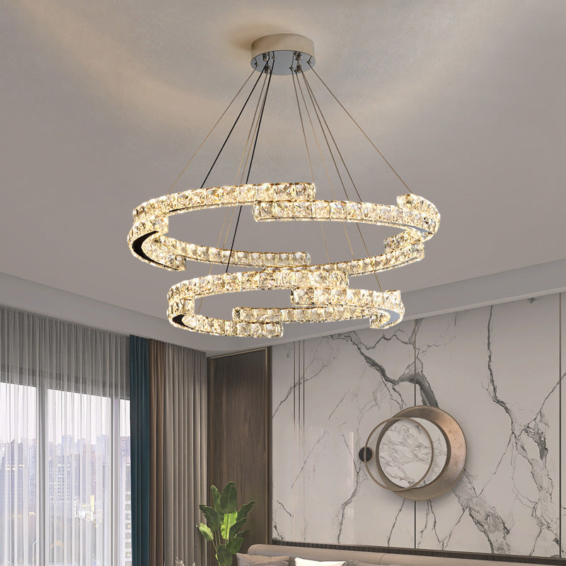 Chandelier Modern Design Kitchen Drop Hanging Light Crystal Tri Color Ceiling Lights for Living Room