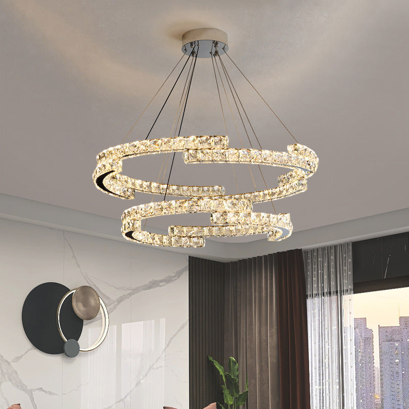 Chandelier Modern Design Kitchen Drop Hanging Light Crystal Tri Color Ceiling Lights for Living Room
