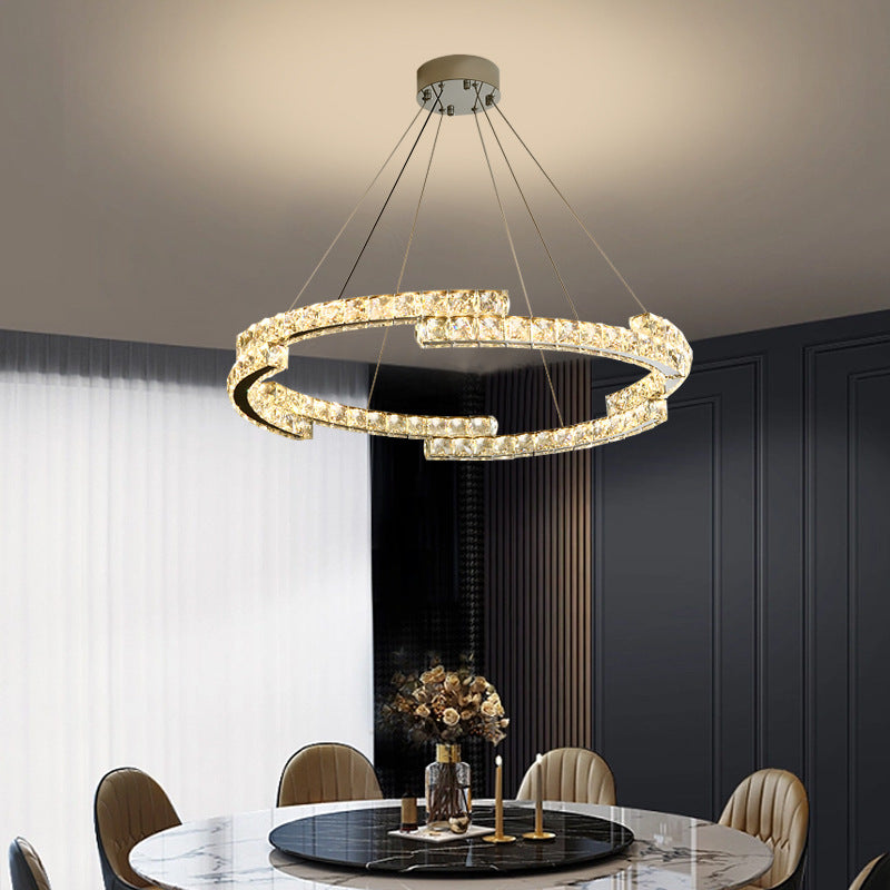 Chandelier Modern Design Kitchen Drop Hanging Light Crystal Tri Color Ceiling Lights for Living Room