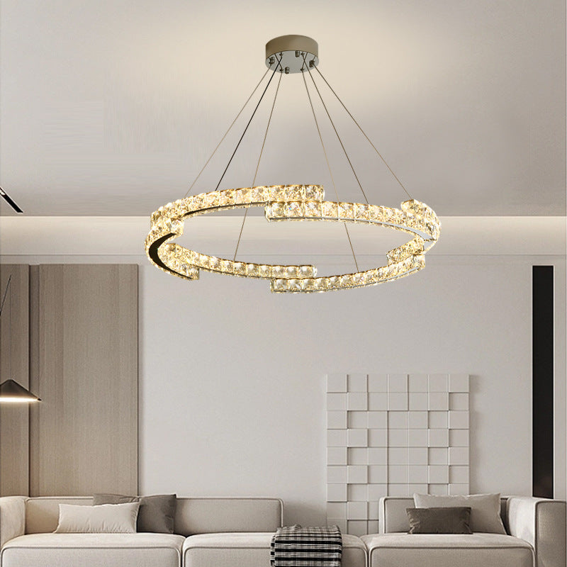 Chandelier Modern Design Kitchen Drop Hanging Light Crystal Tri Color Ceiling Lights for Living Room