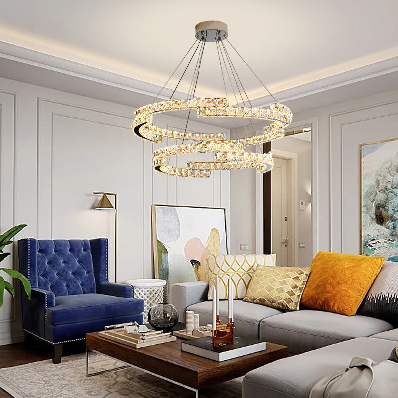 Chandelier Modern Design Kitchen Drop Hanging Light Crystal Tri Color Ceiling Lights for Living Room