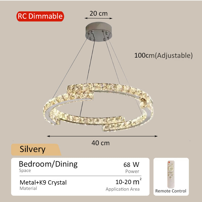 Chandelier Modern Design Kitchen Drop Hanging Light Crystal Tri Color Ceiling Lights for Living Room