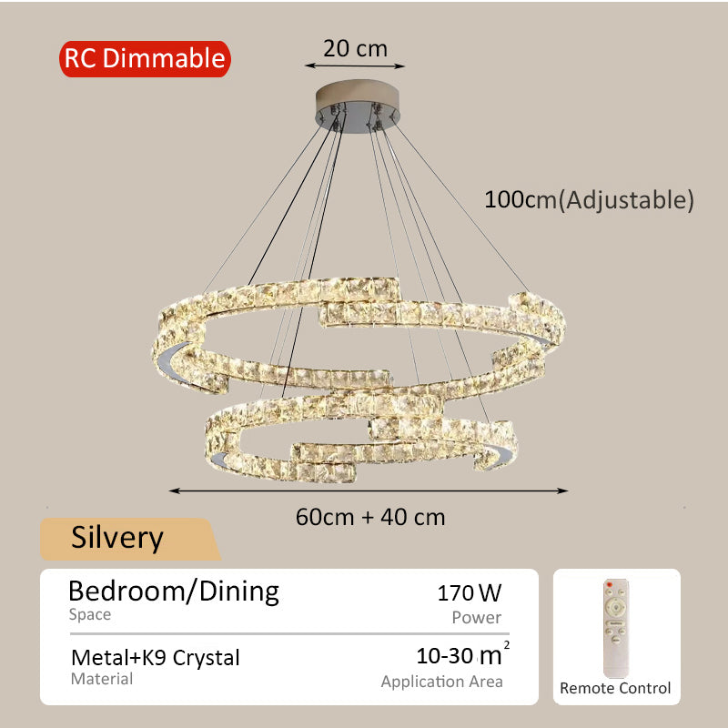 Chandelier Modern Design Kitchen Drop Hanging Light Crystal Tri Color Ceiling Lights for Living Room