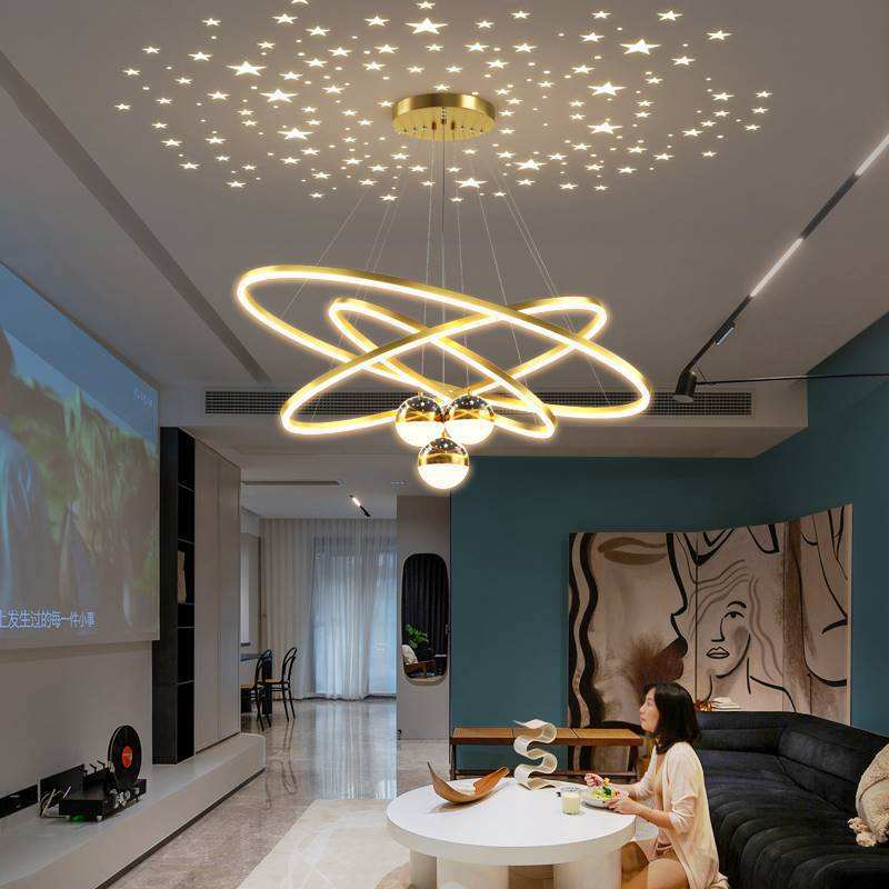 Nordic Chandelier with Remote Ceiling Light Tri Color for Living Room Bedroom Drop Hanging Lights