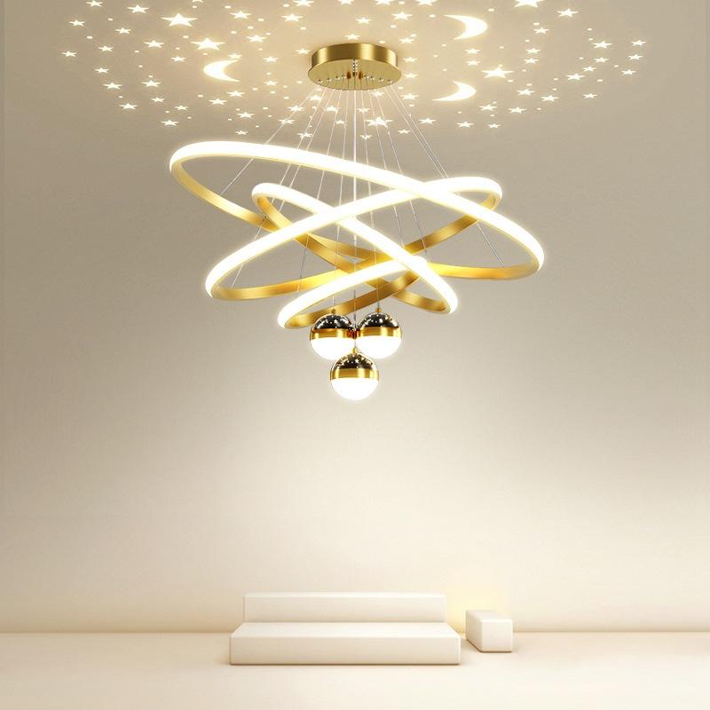 Nordic Chandelier with Remote Ceiling Light Tri Color for Living Room Bedroom Drop Hanging Lights