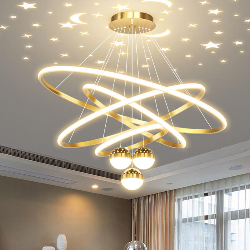 Nordic Chandelier with Remote Ceiling Light Tri Color for Living Room Bedroom Drop Hanging Lights