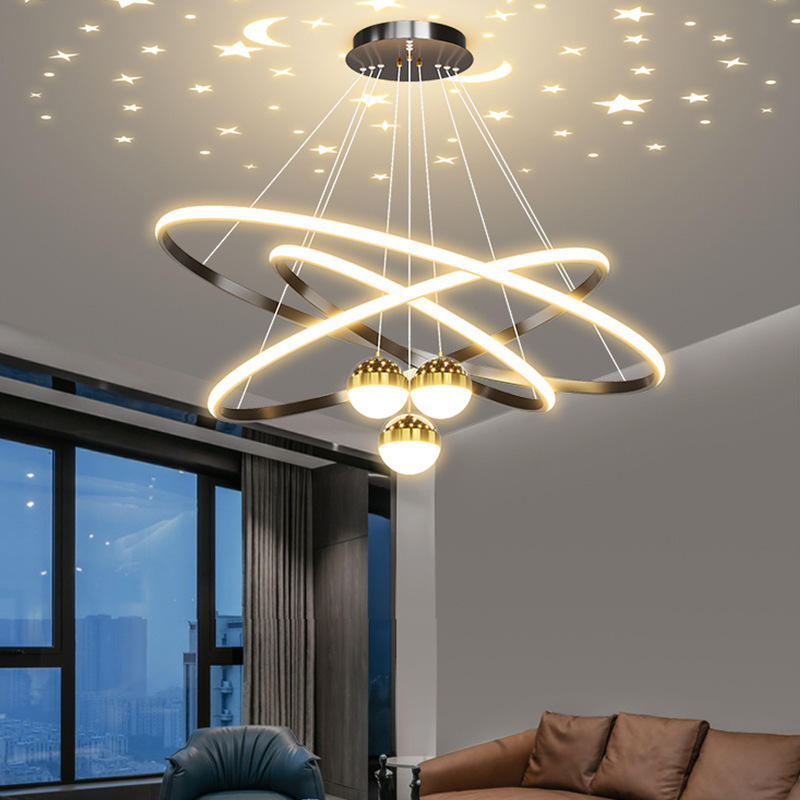 Nordic Chandelier with Remote Ceiling Light Tri Color for Living Room Bedroom Drop Hanging Lights